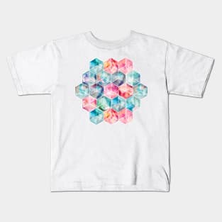 Translucent Watercolor Hexagon Cubes Kids T-Shirt